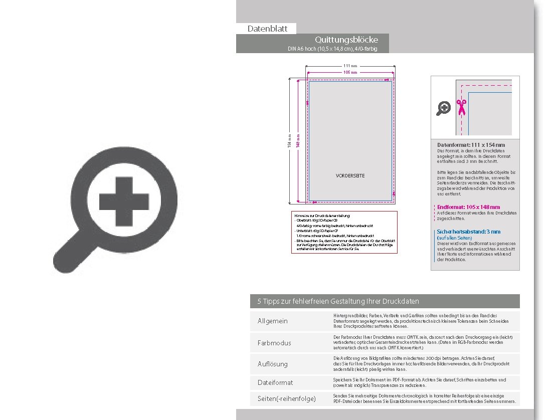 Product Bild quittungsblock_din_a6_hoch__6-fach__1_1-farbig__25_s__tze_je_block