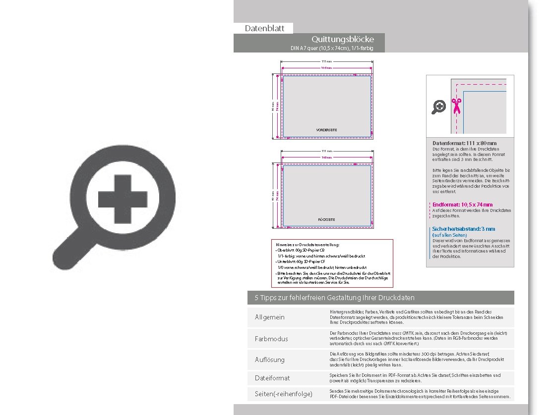 Product Bild quittungsblock_din_a7_hoch__4-fach__4_1-farbig__25_s__tze_je_block