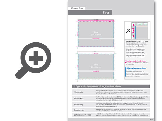 Product Bild multiloft-flyer_din_a4_quer_(29_7_cm_x_21_0_cm)_beidseitig_folienkaschiert_mit_softfeel-folie__4_4_farbig_(beidseitiger_druck)
